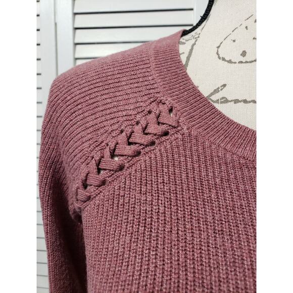 American Eagle Outfitters Knit Sweater Women's Size XS Mauve Braided Shoulder - Picture 3 of 10